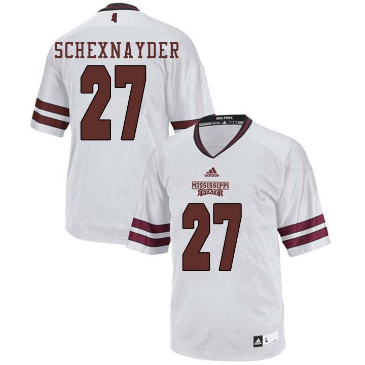 Men #27 Kody Schexnayder Mississippi State Bulldogs College Football Jerseys Sale-White - Click Image to Close